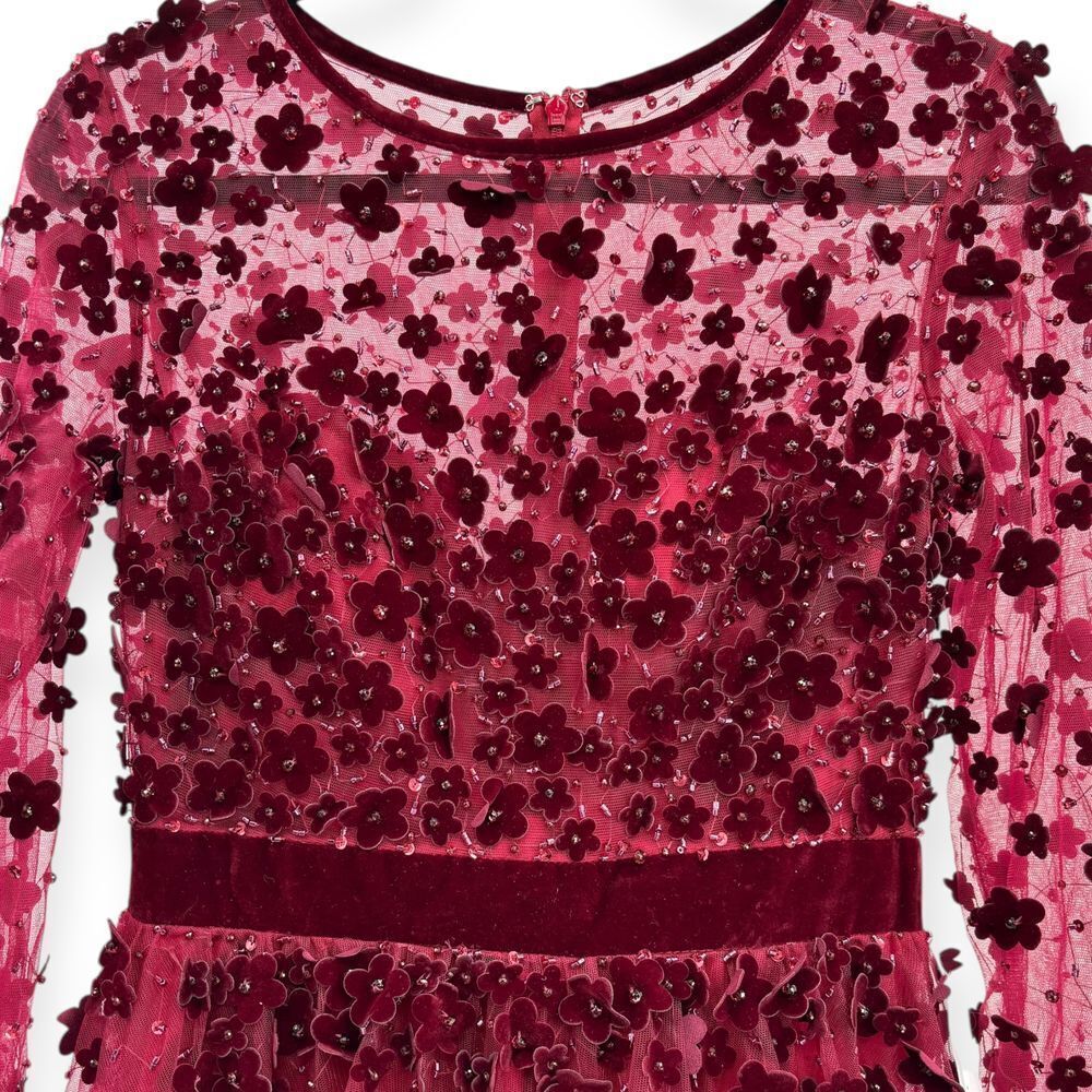 Mac Duggal Embellished Illusion High Neck Long Sleeve Fit & Flare Dress - Size 6 - Picture 7 of 16